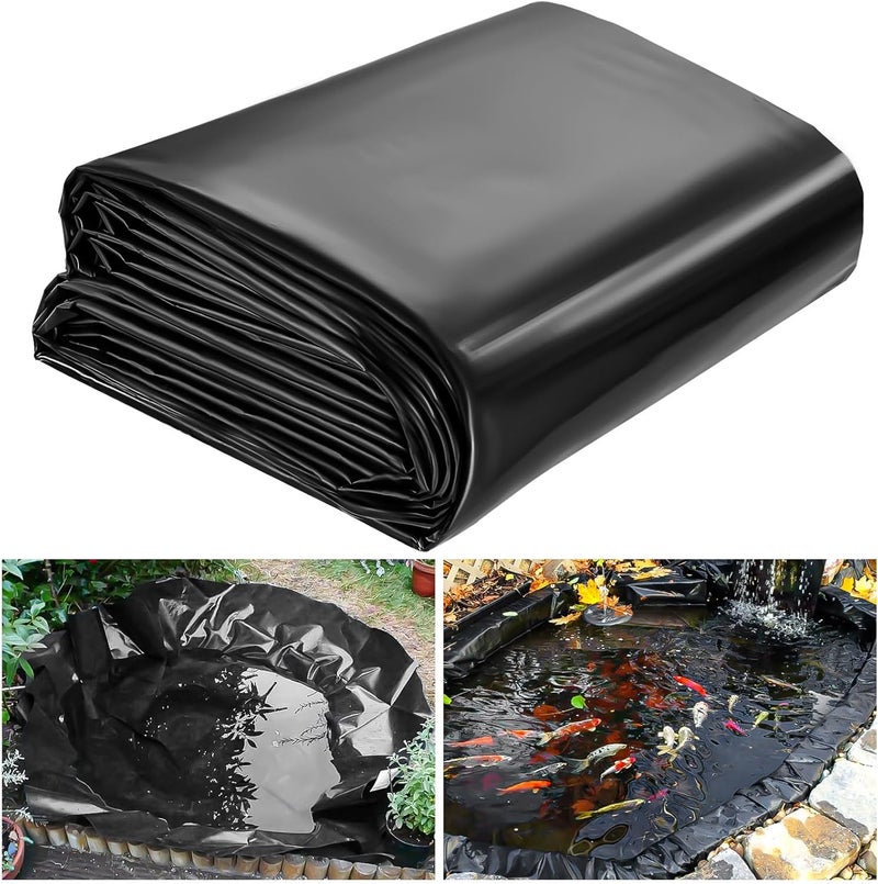 ALDMIO بطانة بركة 10x15 قدم، بطانات بركة سمك بسمك HDPE للبرك الخارجية، بطانات بركة للشلالات، السمك أو كوي، ينابيع النوافير - Image 1